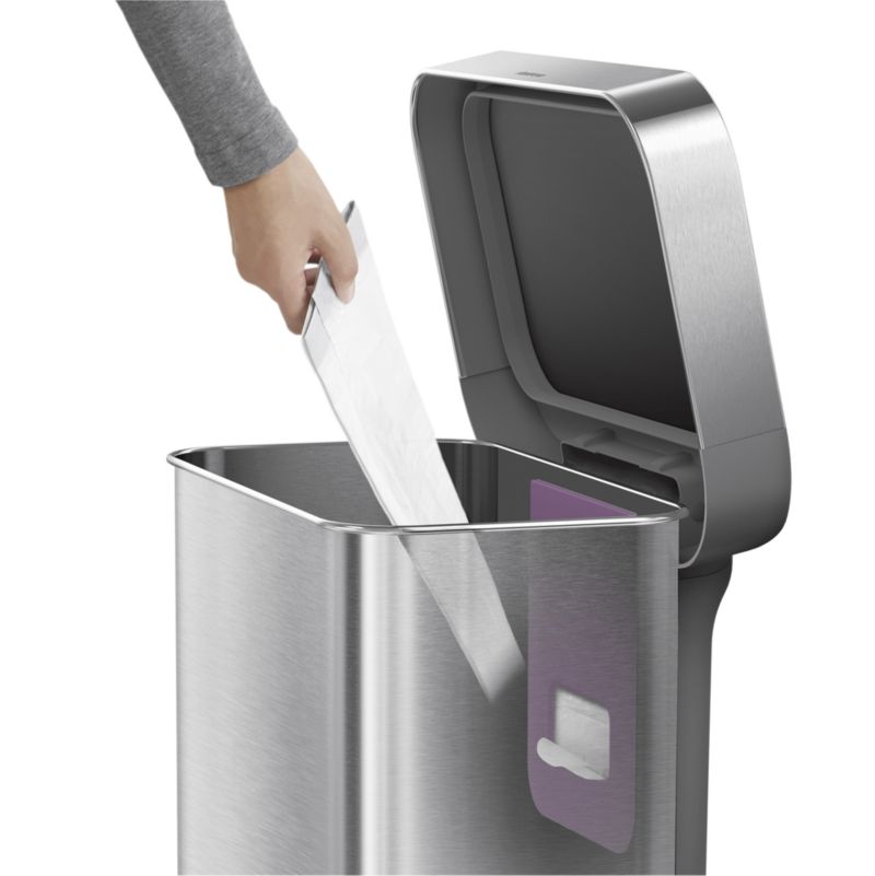 simplehuman ® Brushed Stainless Steel 55-Liter Rectangular Step Trash Can - image 7 of 10