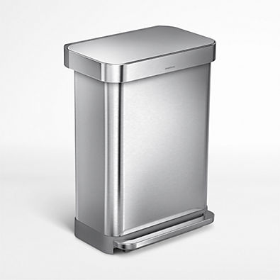 View Simplehuman 55 Liter Rectangular Kitchen Trash Can with Liner Pocket, Brushed Stainless Steel details