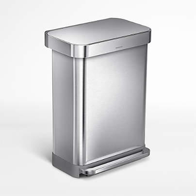 simplehuman ® Brushed Stainless Steel 55-Liter Rectangular Step Trash Can