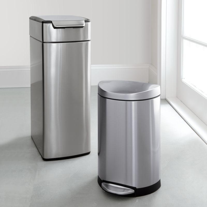 simplehuman ® 10-Liter/2.6-Gallon Semi-Round Stainless Steel Step Trash Can