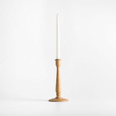 View Simson Medium Oak Wood Taper Candle Holder 10.5" details