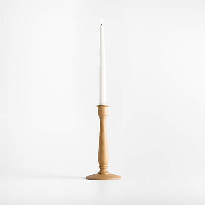 Simson Medium Oak Wood Taper Candle Holder 10.5"