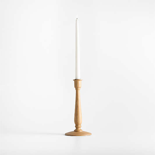 Simson Medium Oak Wood Taper Candle Holder 10.5"