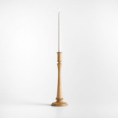 View Simson Large Oak Wood Taper Candle Holder 15" details