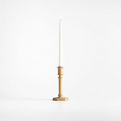 View Simson Small Oak Wood Taper Candle Holder 8" details