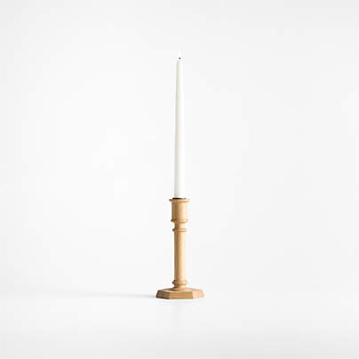 Simson Small Oak Wood Taper Candle Holder 8"