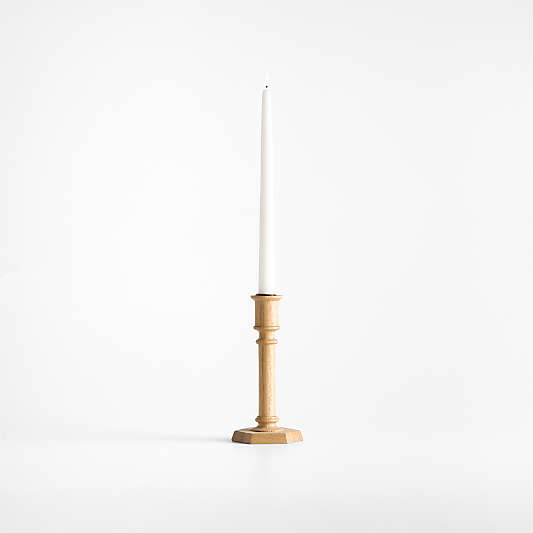 Simson Small Oak Wood Taper Candle Holder 8"