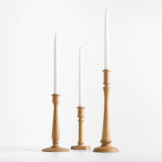 Simson Oak Wood Taper Candle Holder