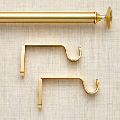 Brass 1 Double Curtain Rod and Large Round End Cap Finials Set 48-88