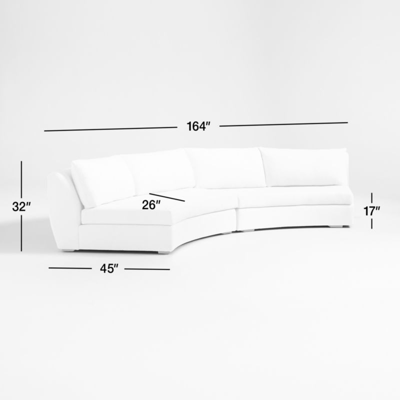 Sinuous Curved 2-Piece Armless Sectional Sofa by Athena Calderone