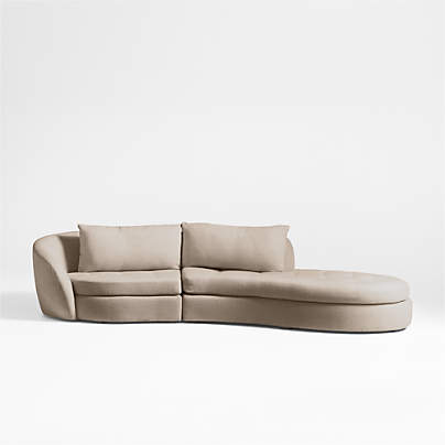 Sinuous 2-Piece Curved Sectional Sofa with Chaise Lounge by Athena Calderone