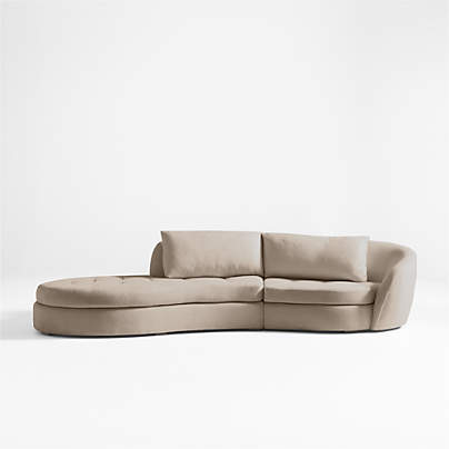 Sinuous 2-Piece Curved Sectional Sofa with Chaise Lounge by Athena Calderone