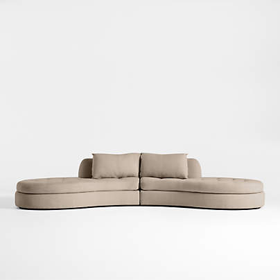 Sinuous 2-Piece Curved Sectional Sofa with Double Chaise Lounge by Athena Calderone