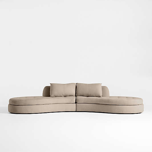 Sinuous 2-Piece Curved Sectional Sofa with Double Chaise Lounge by Athena Calderone