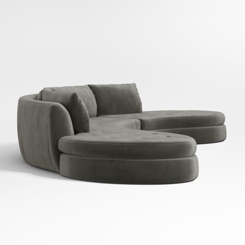 Sinuous 3-Piece Chaise Sectional Sofa by Athena Calderone - image 7 of 10