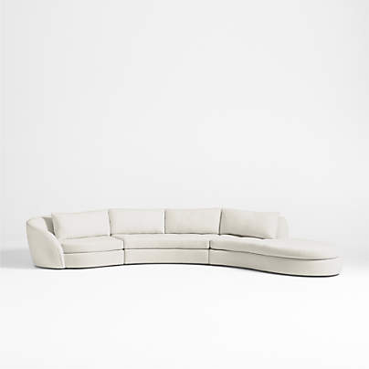 Sinuous 3-Piece Chaise Sectional Sofa by Athena Calderone