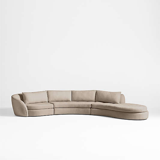 Sinuous 3-Piece Curved Sectional Sofa with Chaise Lounge by Athena Calderone