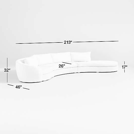 Sinuous 3-Piece Chaise Sectional Sofa by Athena Calderone