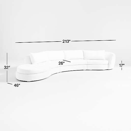 Sinuous 3-Piece Chaise Sectional Sofa by Athena Calderone