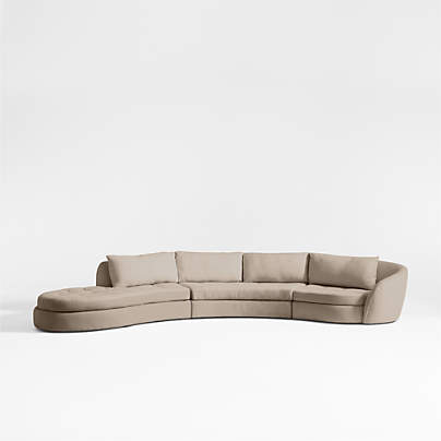 Sinuous 3-Piece Curved Sectional Sofa with Chaise Lounge by Athena Calderone
