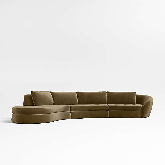 Sinuous 3-Piece Chaise Sectional Sofa by Athena Calderone