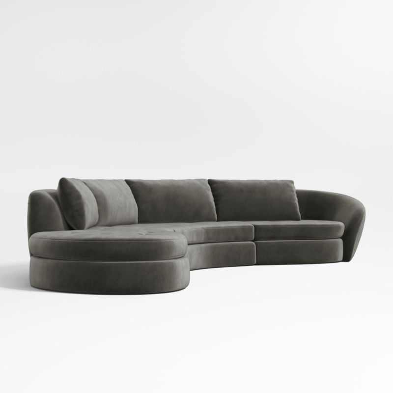 Sinuous 3-Piece Chaise Sectional Sofa by Athena Calderone - image 6 of 10