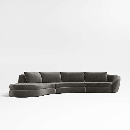 Sinuous 3-Piece Chaise Sectional Sofa by Athena Calderone