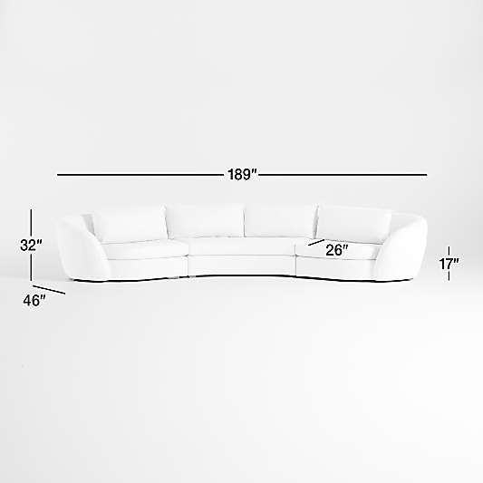 Sinuous 3-Piece Chaise Sectional Sofa by Athena Calderone