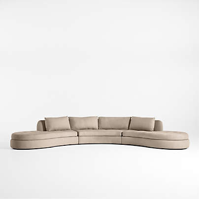 Sinuous 3-Piece Curved Sectional Sofa with Double Chaise Lounge by Athena Calderone