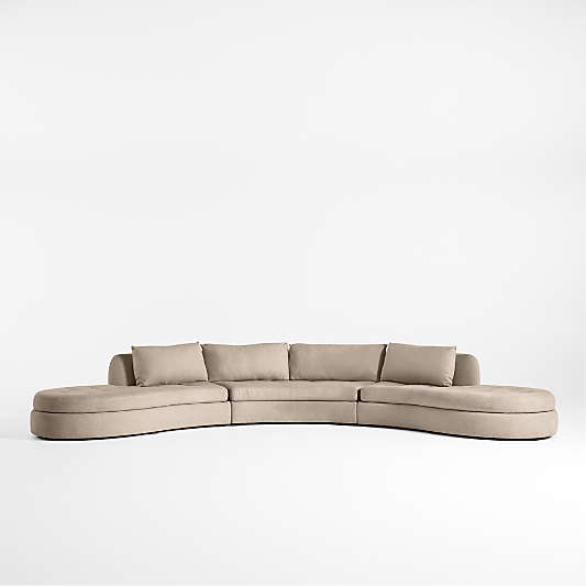 Sinuous 3-Piece Curved Sectional Sofa with Double Chaise Lounge by Athena Calderone