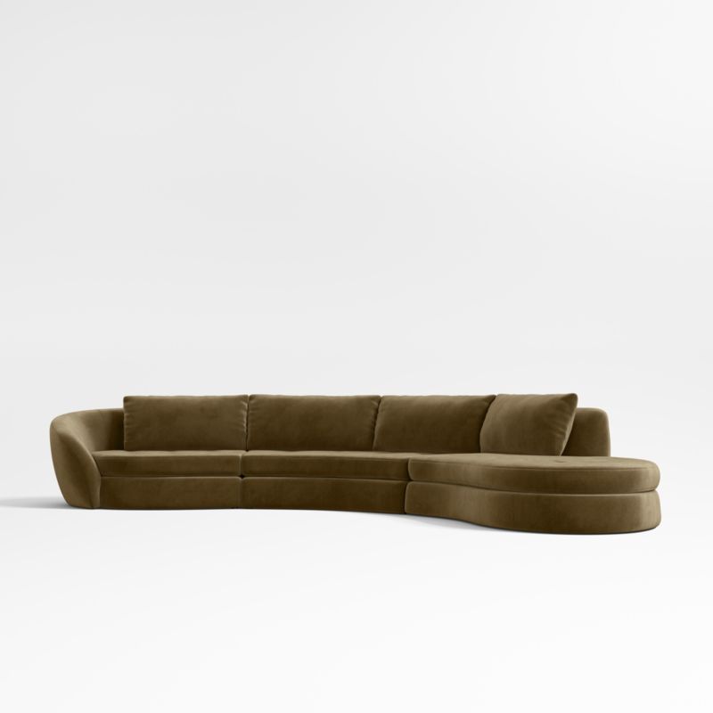 Sinuous 3-Piece Chaise Sectional Sofa by Athena Calderone - image 0 of 10