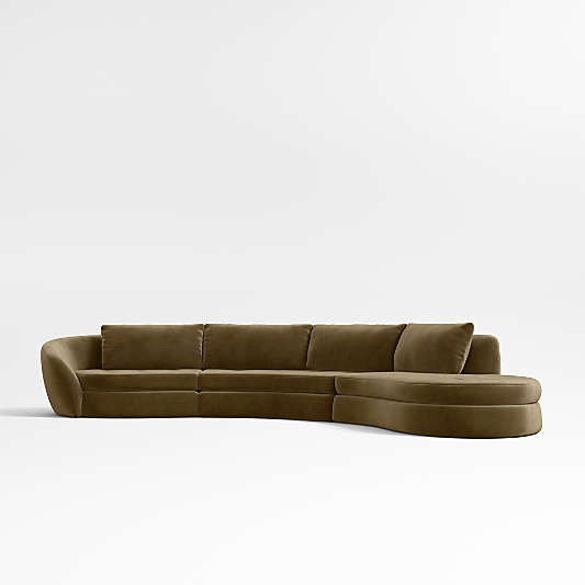 Sinuous 3-Piece Chaise Sectional Sofa by Athena Calderone