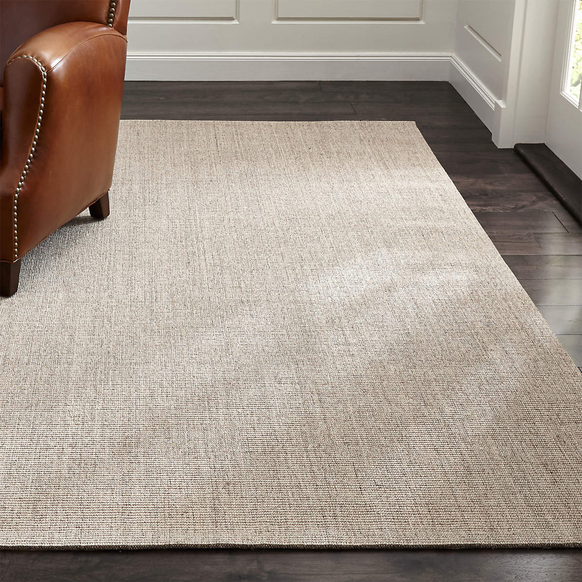 Linon Aspire Collection Wool Pane Gray Natural Fiber Rugs Off/White 5'X 8' 