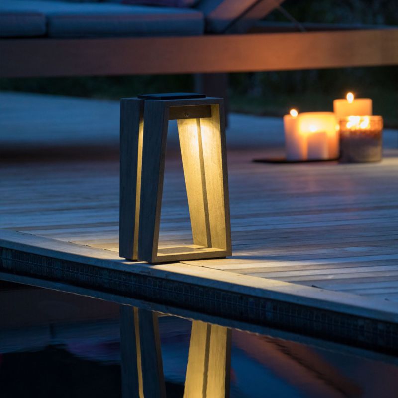 Skaal Teak LED Solar Outdoor Lantern 15" - image 1 of 5