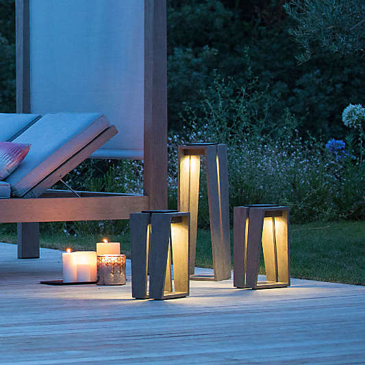 Skaal Teak LED Solar Outdoor Lantern 15"