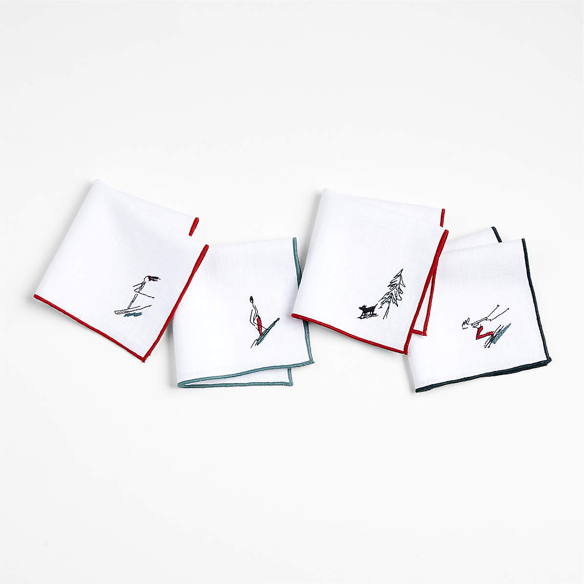 Snowflake White Cocktail Napkin Set (4)