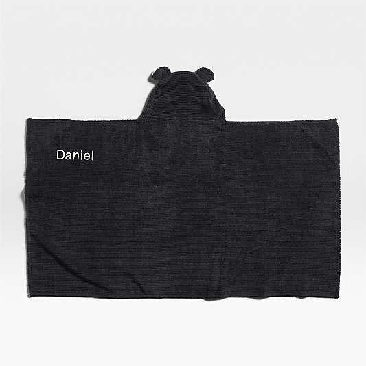 Skunk Black Organic Cotton Hooded Kids Towel