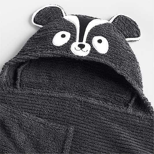 Skunk Black Organic Cotton Hooded Kids Towel