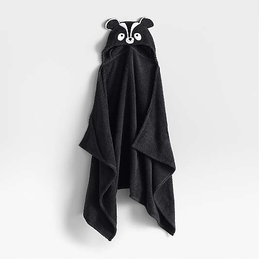 Skunk Black Organic Cotton Hooded Kids Towel