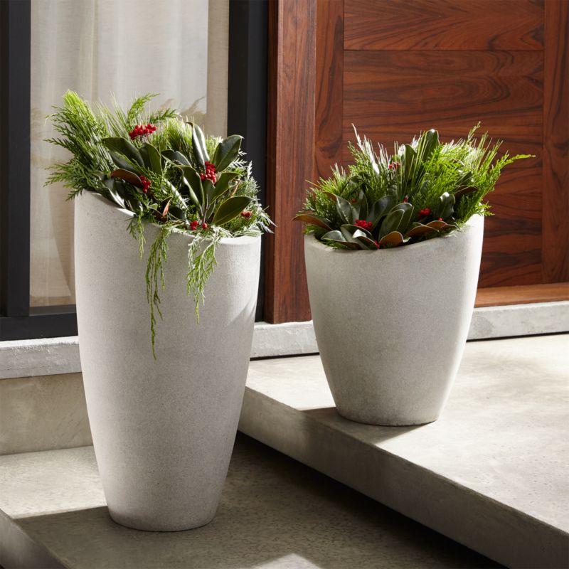 Slant Light Grey Short Indoor/Outdoor Planter