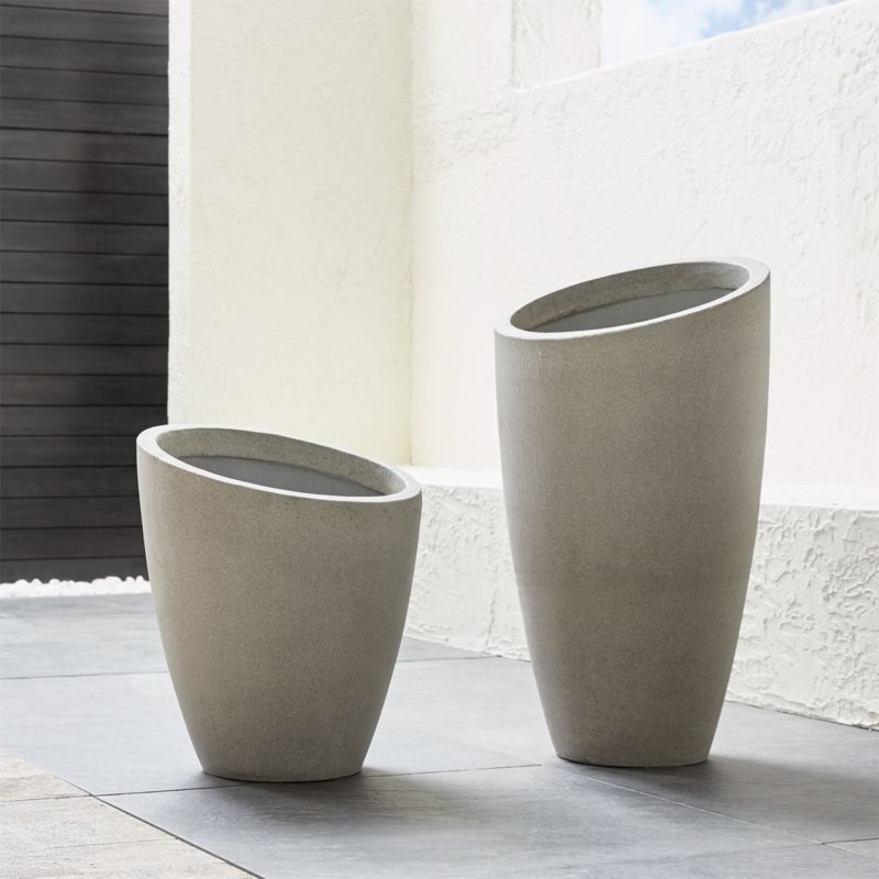 Slant Light Grey Short Indoor/Outdoor Planter