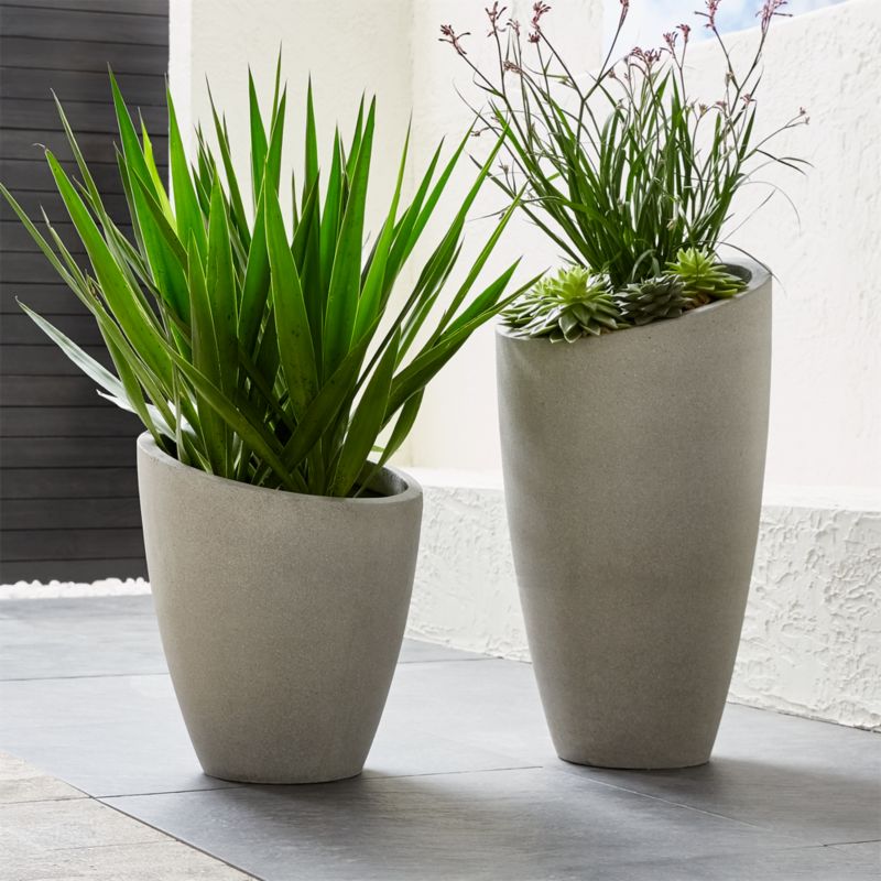 Slant Light Grey Short Indoor/Outdoor Planter