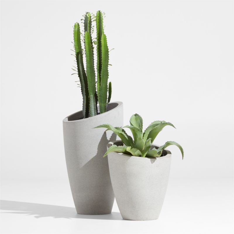 Slant Light Grey Short Indoor/Outdoor Planter