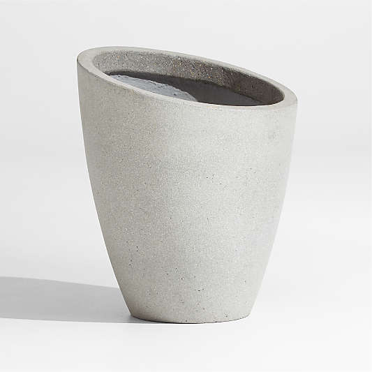 Slant Light Grey Short Indoor/Outdoor Planter