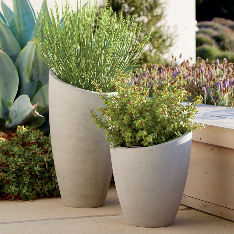 Slant Light Grey Short Indoor/Outdoor Planter