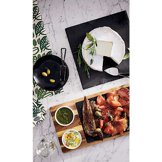 Slate and Wood Serving Board with Bowls