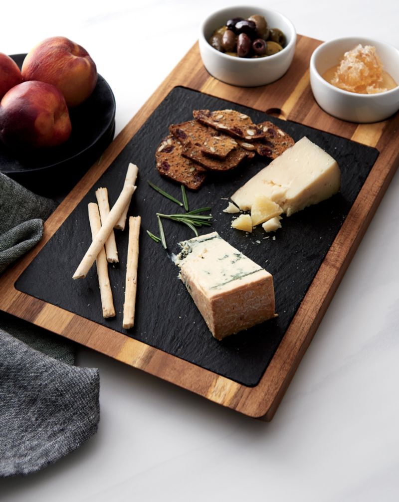 Slate and Wood Serving Board with Bowls - image 2 of 9