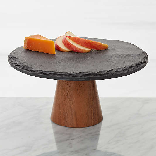 Slate and Wood Pedestal Server