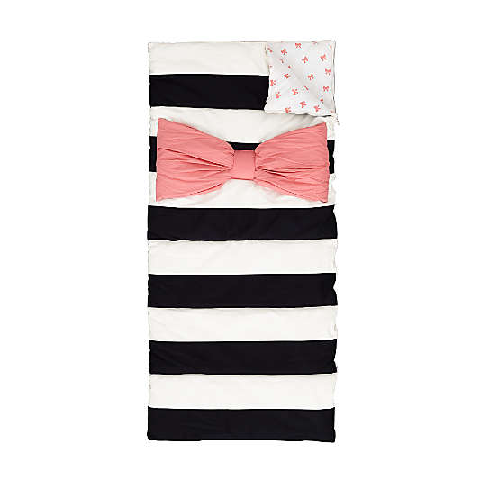 Pink Bow Striped Toddler Sleeping Bag