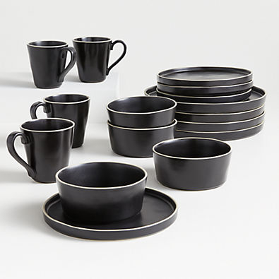 View Sloan 16-Piece Black Dinnerware Set details